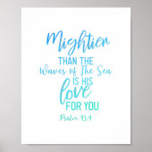 Mightier dan de Wieg Bijbel Verse Wall Art Blue Poster (Voorkant)