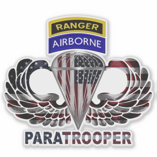 Mighty Airborne Ranger Paratrooper Sticker (Voorkant)