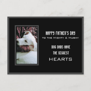 Mighty and Mushy Dog Dad Hugging Cute White Puppy Briefkaart