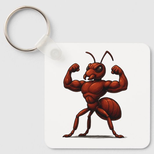 Mighty Ant – Cartoon Strong Ant Illustration Sleutelhanger (Voorkant)