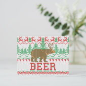 Mighty Beer Deer Beer Christmas Jumper Knit Style Feestdagenkaart (Staand voorkant)