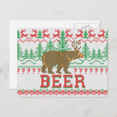 Mighty Beer Deer Beer Christmas Jumper Knit Style Feestdagenkaart (Voorkant / Achterkant)