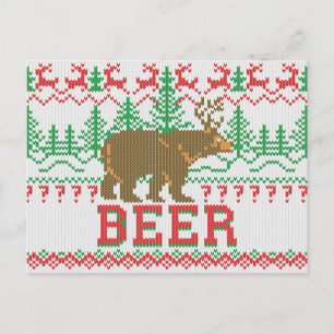 Mighty Beer Deer Beer Christmas Jumper Knit Style Feestdagenkaart