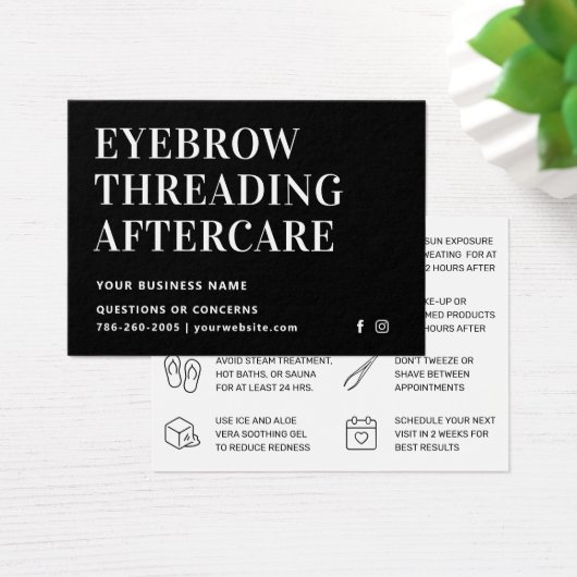 Mighty Black Eyebrow Threading Aftercare Kaart (Bureau)