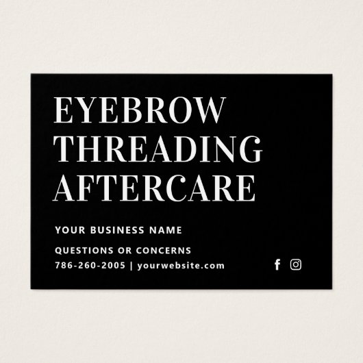 Mighty Black Eyebrow Threading Aftercare Kaart (Voorkant)