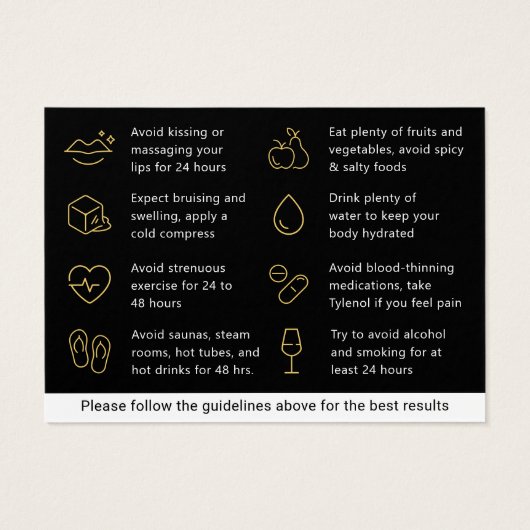 Mighty Black & Gold Lip Filler Aftercare Kaart (Achterkant)