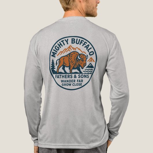 Mighty Buffalo volwassen lange mouw Tri-Blend Shirt (Achterkant volledig)