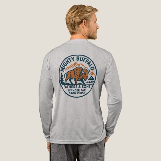 Mighty Buffalo volwassen lange mouw Tri-Blend Shirt (Achterkant)