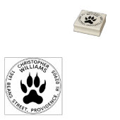 Mighty Claws Wolf Paw Print Rond retouradres Rubberstempel (Gestempeld)