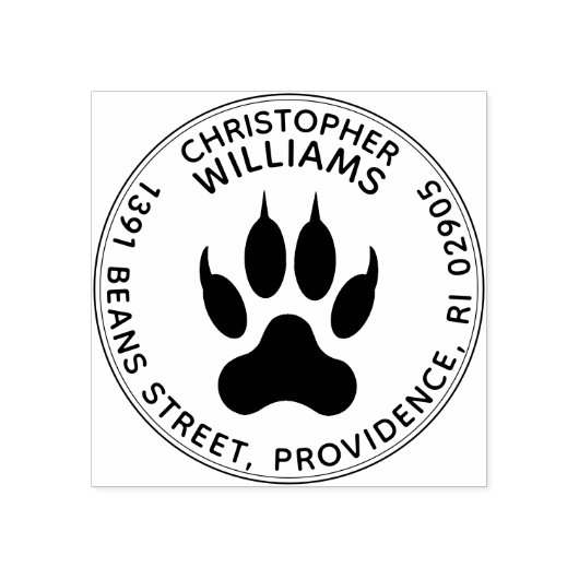 Mighty Claws Wolf Paw Print Rond retouradres Rubberstempel (Afrduk)