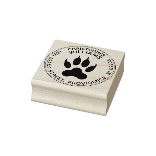 Mighty Claws Wolf Paw Print Rond retouradres Rubberstempel (Stempel)