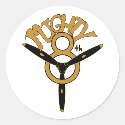 Mighty Eighth Army Air Force Round Sticker (Voorkant)