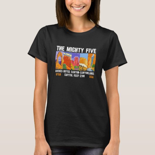 Mighty Five Utah National Parks Distress T-shirt (Voorkant)