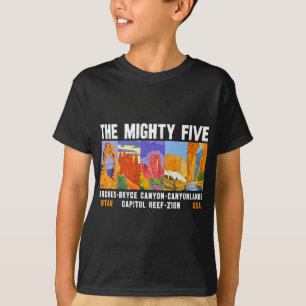 Mighty Five Utah National Parks Distress  T-shirt