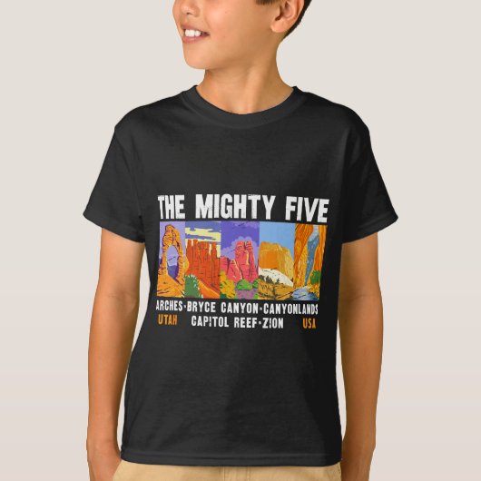 Mighty Five Utah National Parks Distress  T-shirt (Voorkant)