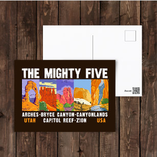 Mighty Five Utah National Parks List  Briefkaart