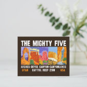 Mighty Five Utah National Parks List  Briefkaart (Staand voorkant)