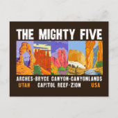 Mighty Five Utah National Parks List  Briefkaart (Voorkant)