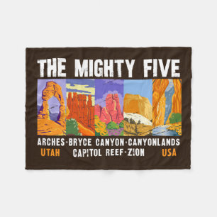 Mighty Five Utah National Parks List Fleece Deken