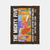 Mighty Five Utah National Parks List Fleece Deken (Voorkant)