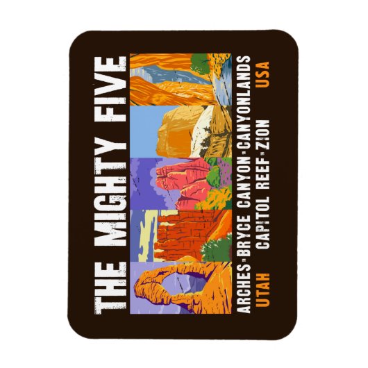 Mighty Five Utah National Parks List Magneet (Verticaal)