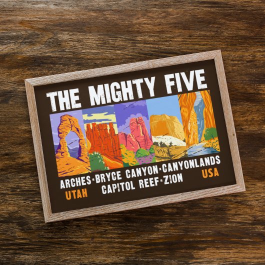 Mighty Five Utah National Parks List Poster