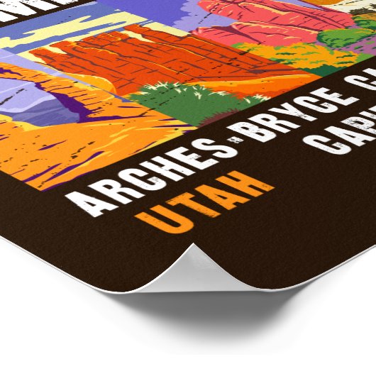 Mighty Five Utah National Parks List  Poster (Hoek)