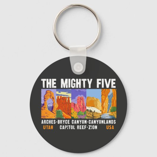 Mighty Five Utah National Parks List  Sleutelhanger (Voorkant)