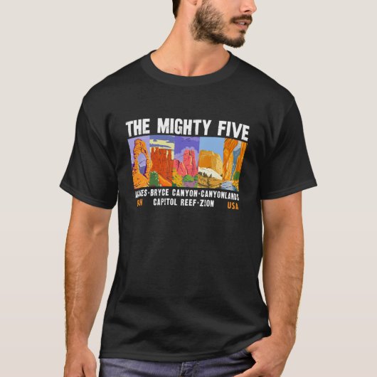 Mighty Five Utah National Parks List  T-shirt (Voorkant)