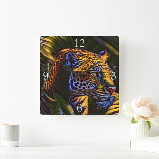 Mighty Jaguar A Oerwoud Predator Vierkante Klok (Huis)