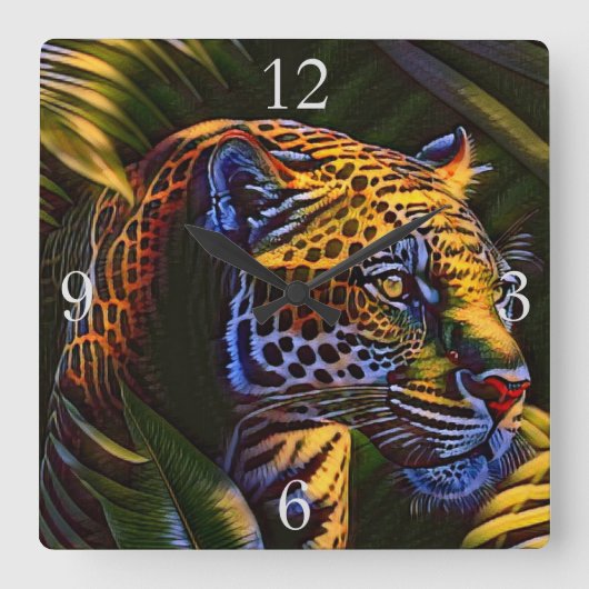 Mighty Jaguar A Oerwoud Predator Vierkante Klok (Voorkant)