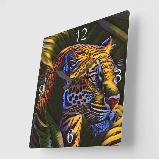 Mighty Jaguar A Oerwoud Predator Vierkante Klok (Hoek)