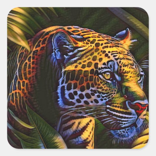 Mighty Jaguar A Oerwoud Predator Vierkante Sticker (Voorkant)
