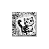 Mighty Kitten in de stad Rubberstempel (Afrduk)
