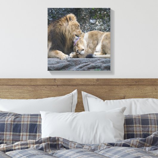 Mighty Lion Love Canvas Afdruk (Insitu (Slaapkamer))