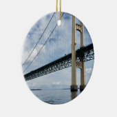 Mighty Mac, Mackinac Suspension Bridge, Michigan Keramisch Ornament (Rechts)