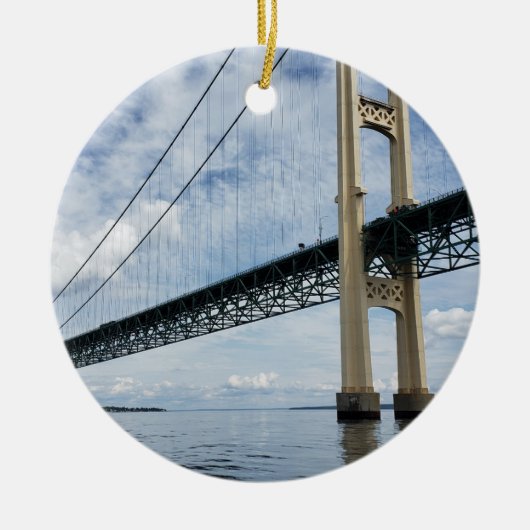 Mighty Mac, Mackinac Suspension Bridge, Michigan Keramisch Ornament (Voorkant)