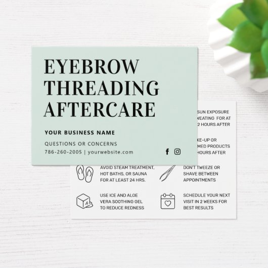 Mighty Mint Eyebrow Threading Aftercare Kaart (Bureau)