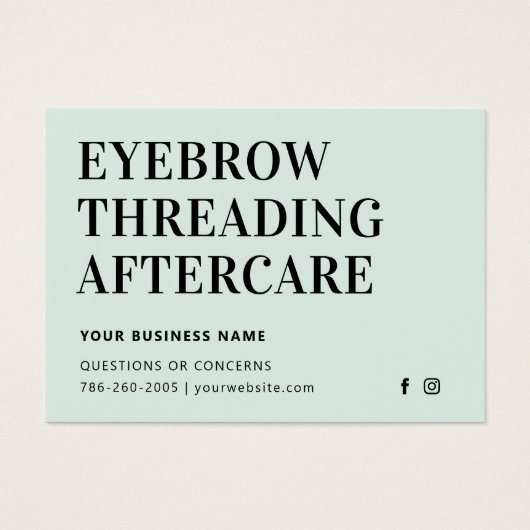 Mighty Mint Eyebrow Threading Aftercare Kaart (Voorkant)