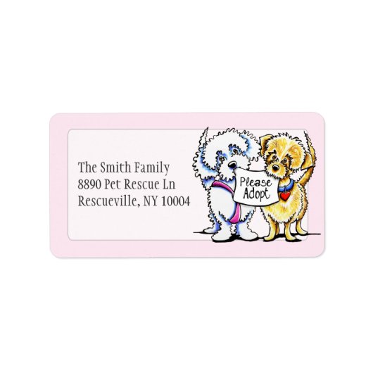 Mighty Mutts, adopteer Studio Pink Etiket (Voorkant)