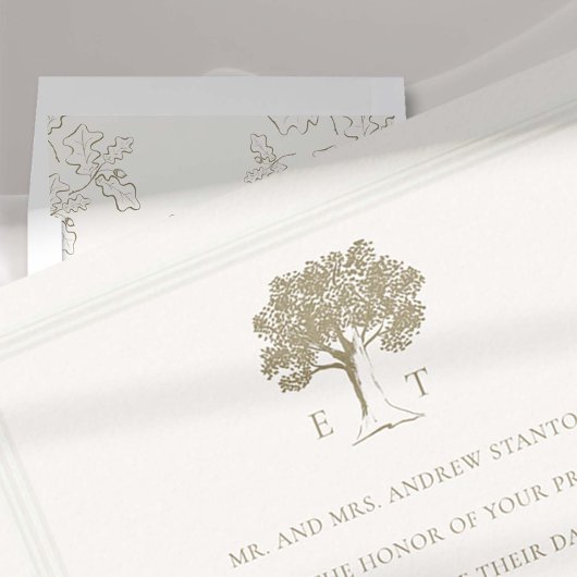 Mighty Oak Faux Gold in reliëf formele bruiloft Kaart