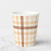 Mighty Oaks Rustic Herfst Waterverf Brown Plaid Papieren Bekers (Voorkant)