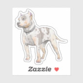 Mighty Pitbull Dog Waterverf Schets Kunst Sticker (Vel)