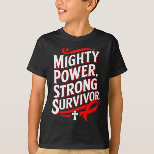 Mighty Power Sterke Overlevende Bloedkanker Bewust T-shirt (Voorkant)