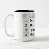 Mighty Spreadsheet King, Excel Silver Tweekleurige Koffiemok (Links)
