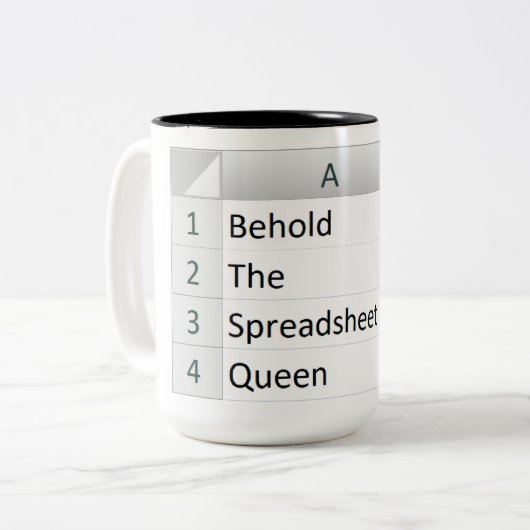 Mighty Spreadsheet Queen, Excel Silver Tweekleurige Koffiemok (Voorkant links)