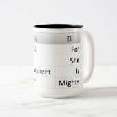 Mighty Spreadsheet Queen, Excel Silver Tweekleurige Koffiemok (Voorkant rechts)