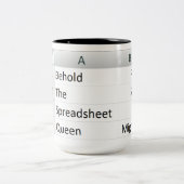 Mighty Spreadsheet Queen, Excel Silver Tweekleurige Koffiemok (Center)