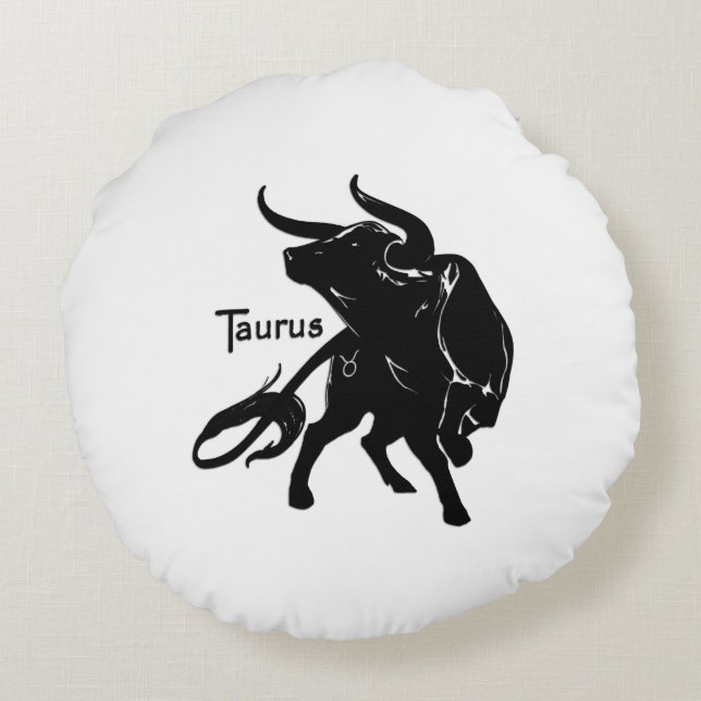 Mighty Taurus de Bull Zodiac Initiaal Rond Kussen (Achterkant)
