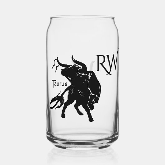 Mighty Taurus de Stier Zodiac Monogram Blikvorm Glas (Voorkant)